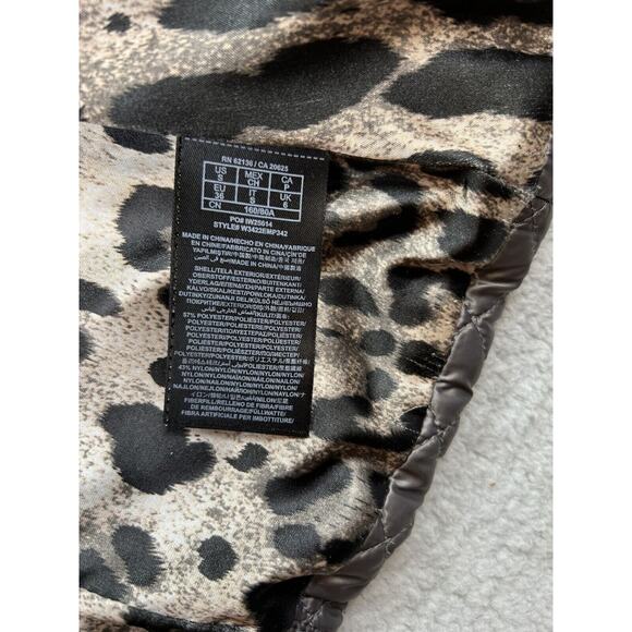 Women's GUESS Gray Puffer Jacket Size S Leopard Print Inside Check Diamond Dsgn - Picture 8 of 12